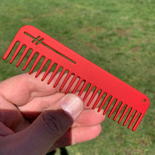 Load image into Gallery viewer, Heircomb Abbey Wide Tooth Metal Comb in Matte Red finish.