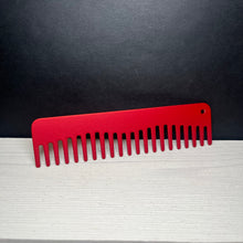 Load image into Gallery viewer, Heircomb Mini Wide Tooth Metal Comb in Matte Red finish.
