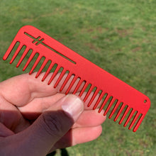 Load image into Gallery viewer, Heircomb Abbey Wide Tooth Metal Comb in Matte Red finish.
