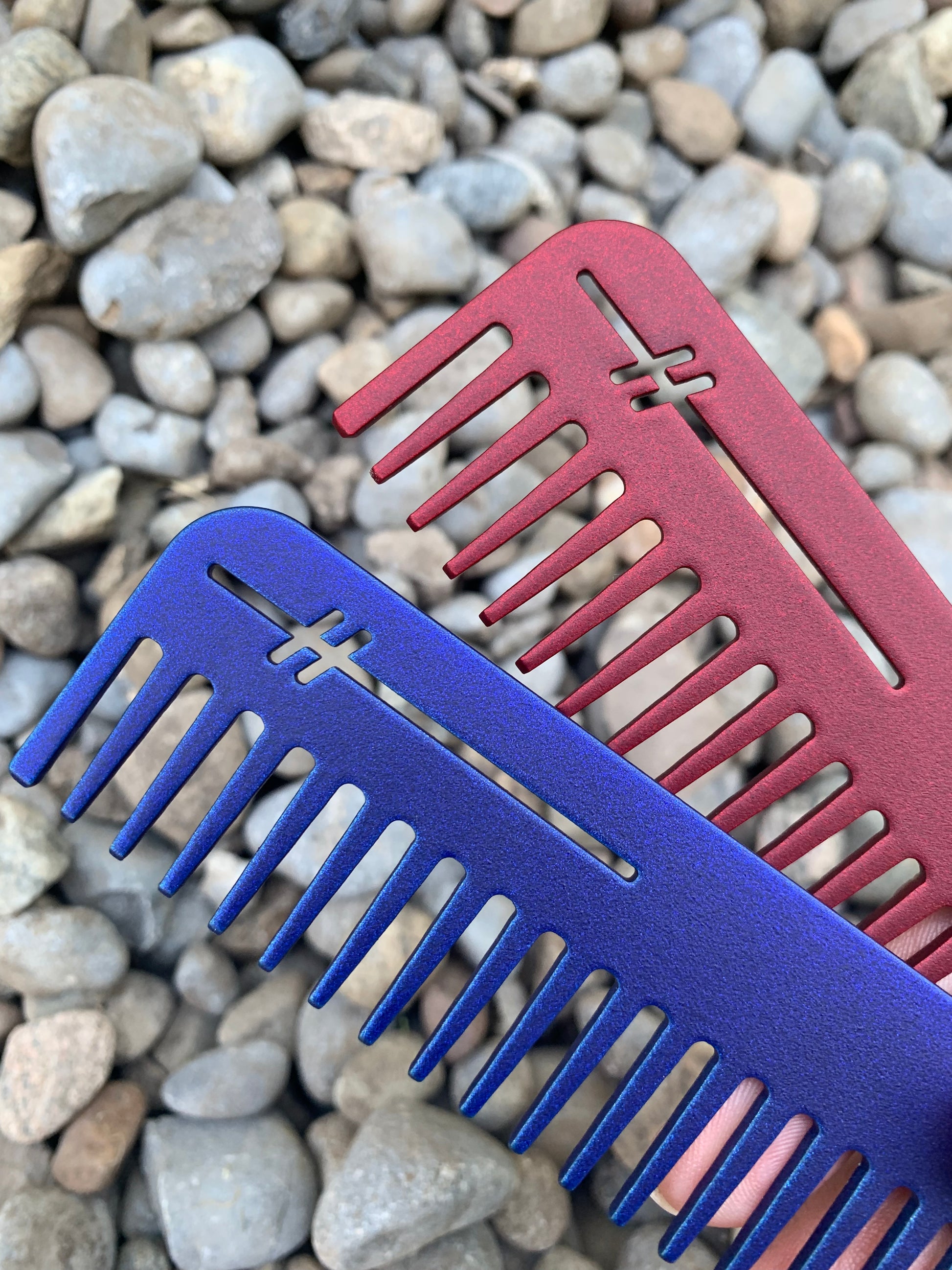 Heircomb Wide Tooth Matte Blueberry & Matte Cherry