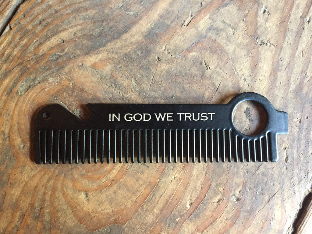 Heircomb Executor Metal Hair and Beard Comb In God We Trust